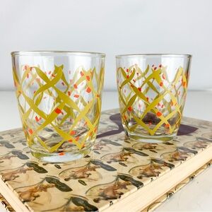 2 Vintage Mid Century Modern Americana Cocktail Old Fashioned Rocks Glasses Mod
